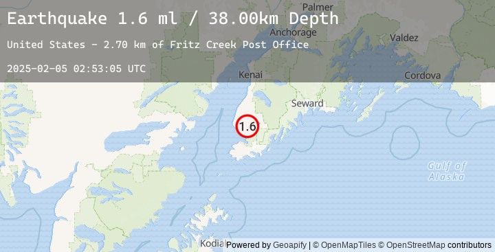 Map of 3 km W of Fritz Creek, Alaska