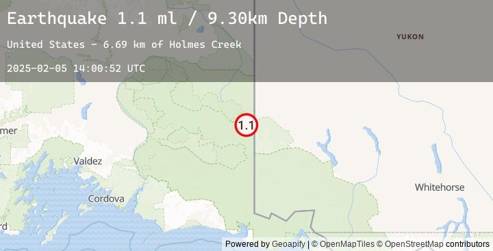 Map of 92 km ENE of McCarthy, Alaska