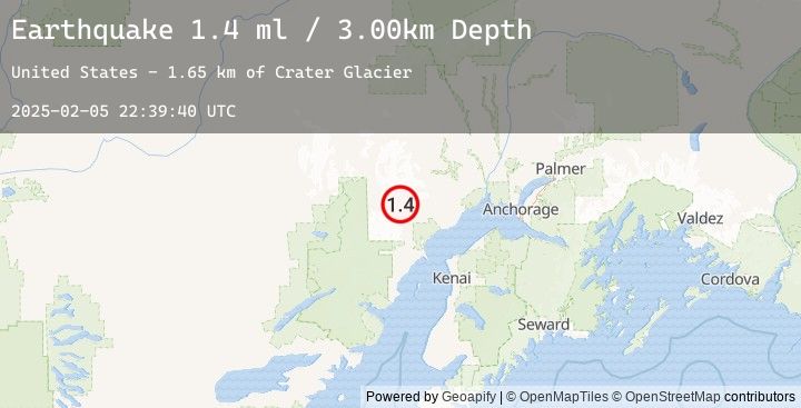Map of 64 km WNW of Tyonek, Alaska