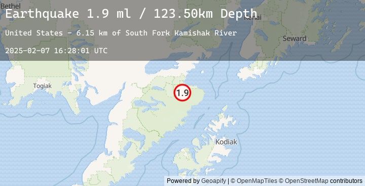 Map of 66 km SSE of Kokhanok, Alaska