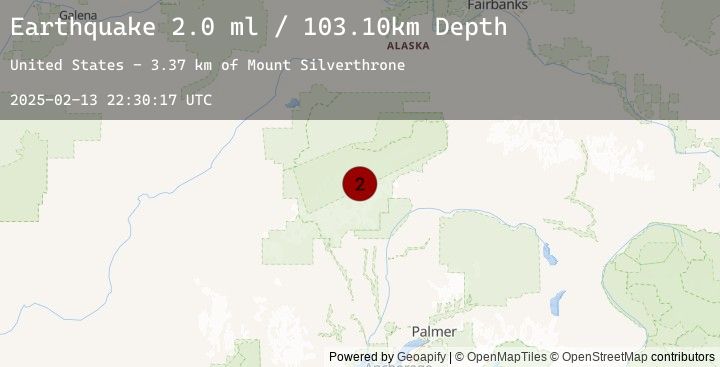 Map of 67 km N of Petersville, Alaska