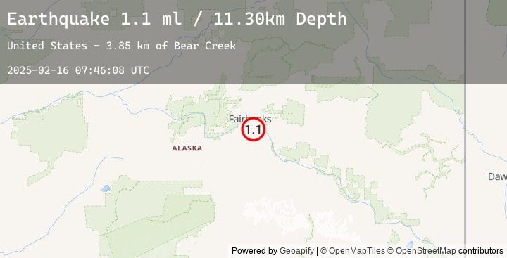 Map of 11 km SSW of Badger, Alaska