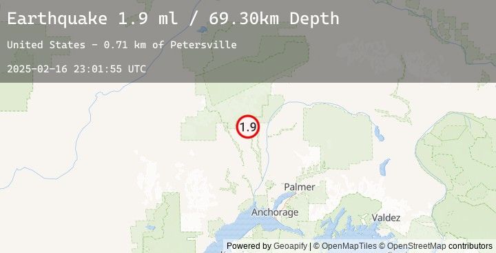 Map of 0 km ENE of Petersville, Alaska