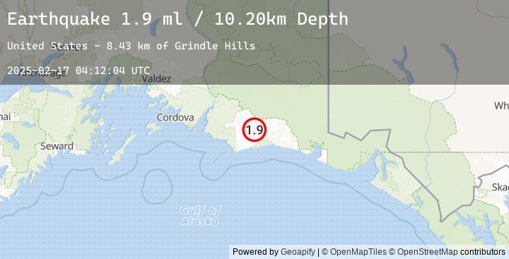 Map of 122 km S of McCarthy, Alaska