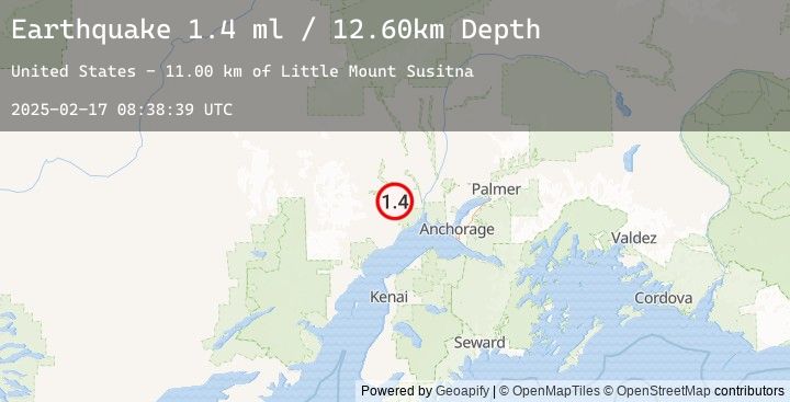 Map of 33 km WSW of Susitna, Alaska