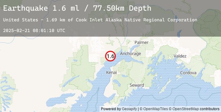 Map of 12 km WNW of Tyonek, Alaska