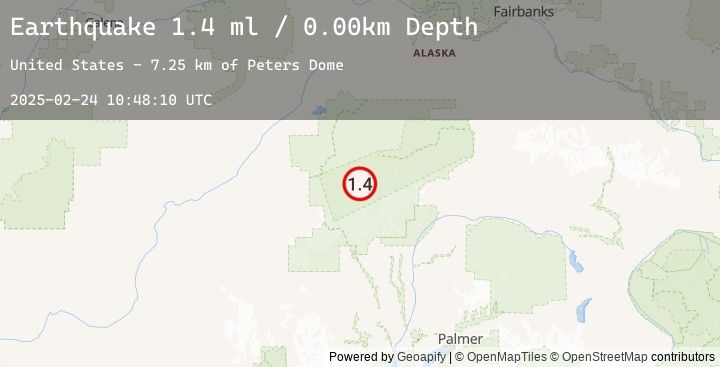 Map of 45 km SSE of Denali National Park, Alaska