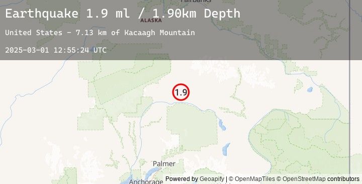 Map of 47 km SE of Cantwell, Alaska