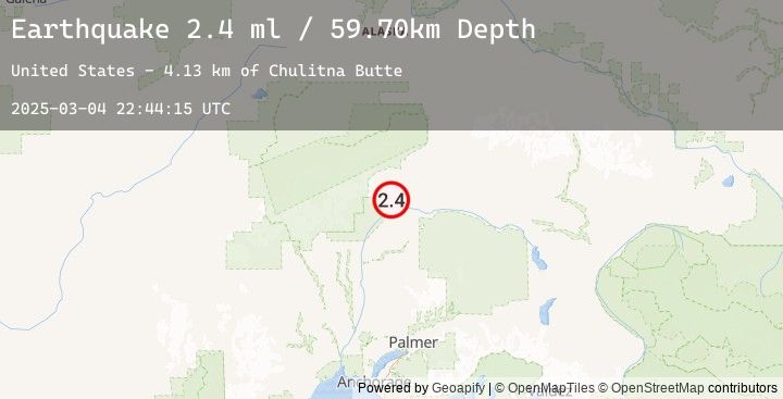 Map of 58 km SSW of Cantwell, Alaska