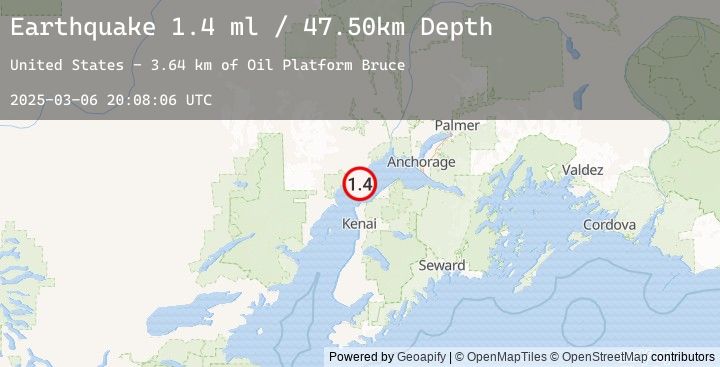 Map of 11 km SSW of Tyonek, Alaska