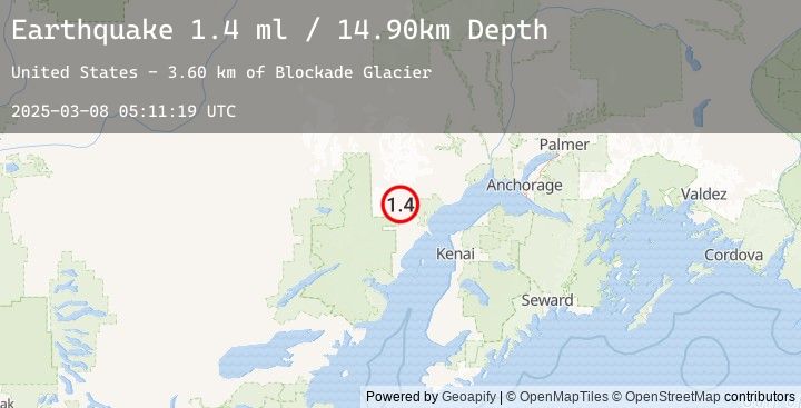 Map of 65 km W of Tyonek, Alaska