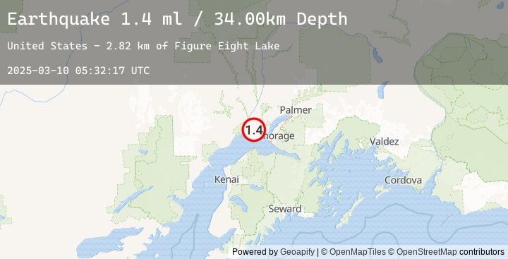 Map of 23 km WSW of Point MacKenzie, Alaska
