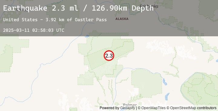 Map of 63 km ESE of Denali National Park, Alaska