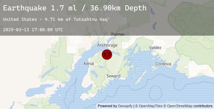 Map of 15 km WSW of Hope, Alaska