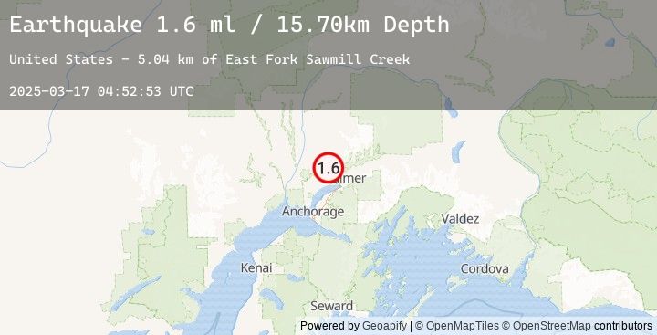 Map of 11 km NNE of Meadow Lakes, Alaska