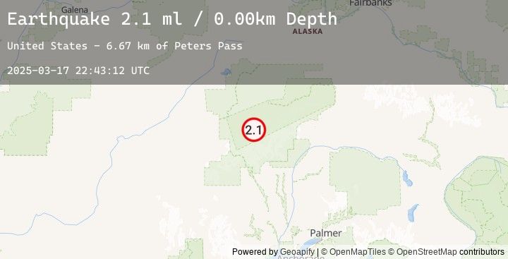 Map of 53 km SSE of Denali National Park, Alaska