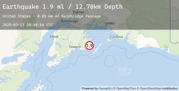 Map of 11 km NW of Chenega, Alaska