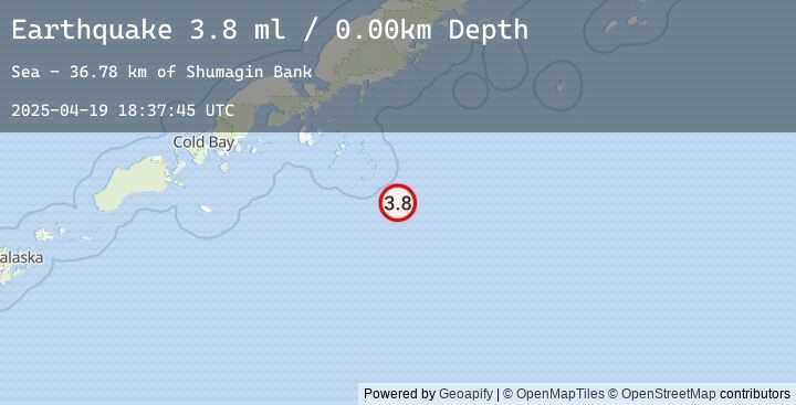 Map of 140 km SE of Sand Point, Alaska
