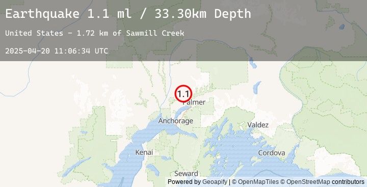 Map of 16 km N of Meadow Lakes, Alaska