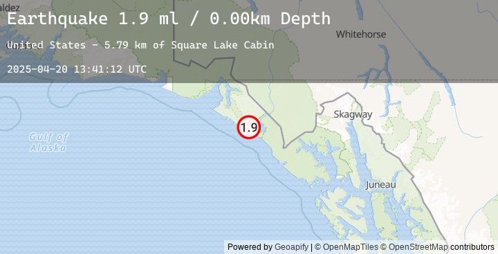 Map of 71 km ESE of Yakutat, Alaska
