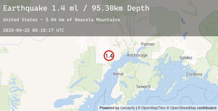 Map of 45 km WNW of Tyonek, Alaska