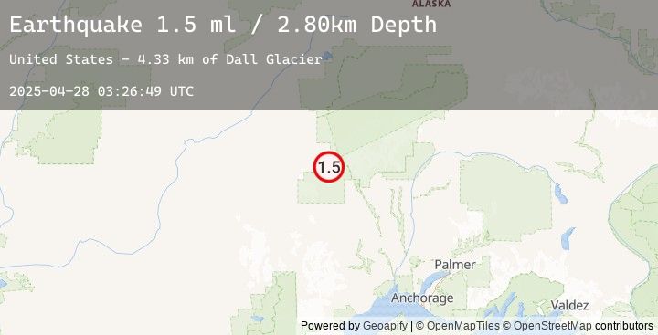 Map of 73 km WNW of Petersville, Alaska