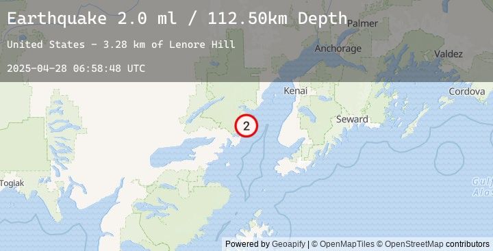 Map of 61 km WNW of Anchor Point, Alaska