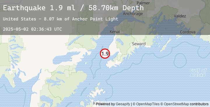 Map of 10 km WSW of Anchor Point, Alaska