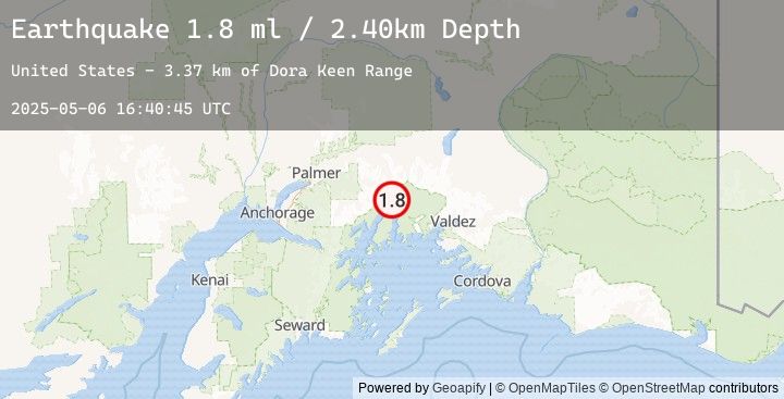 Map of 52 km S of Glacier View, Alaska