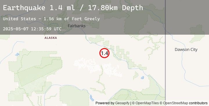 Map of 1 km W of Fort Greely, Alaska