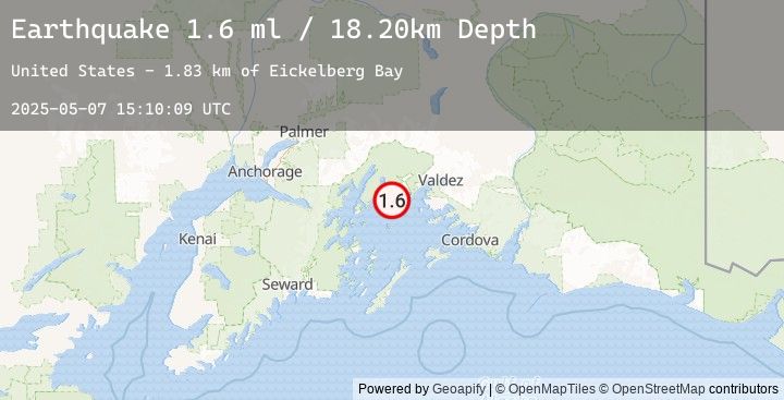 Map of 36 km WNW of Tatitlek, Alaska