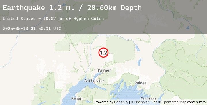 Map of 36 km ENE of Susitna North, Alaska