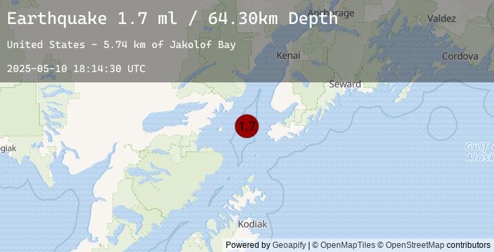 Map of 38 km W of Nanwalek, Alaska