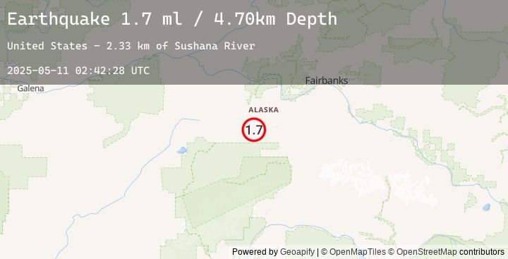 Map of 39 km WSW of Clear, Alaska