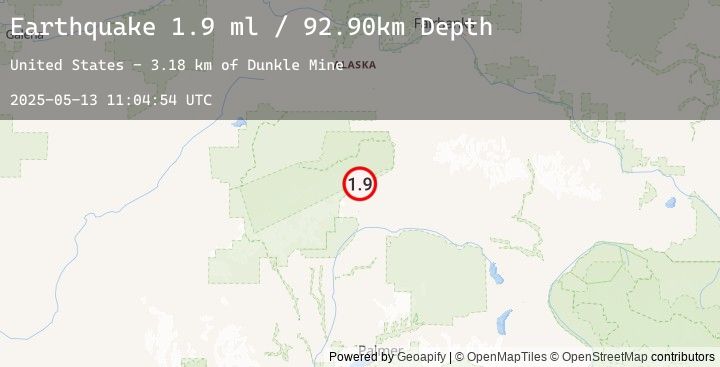 Map of 32 km WSW of Cantwell, Alaska