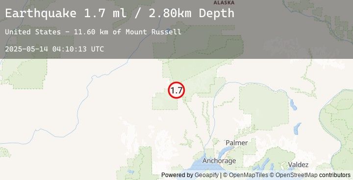 Map of 58 km WNW of Petersville, Alaska