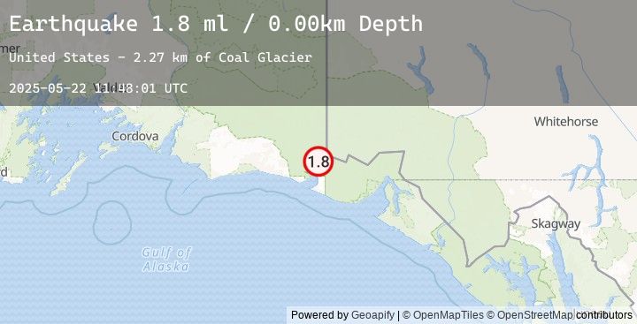 Map of 111 km NW of Yakutat, Alaska