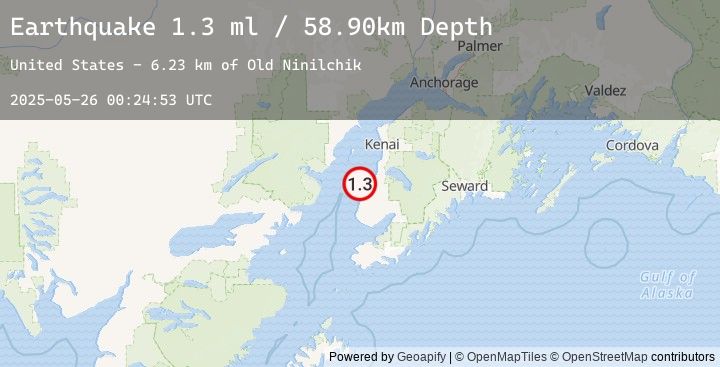 Map of 9 km NNW of Ninilchik, Alaska