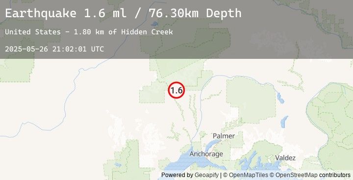 Map of 24 km WNW of Petersville, Alaska