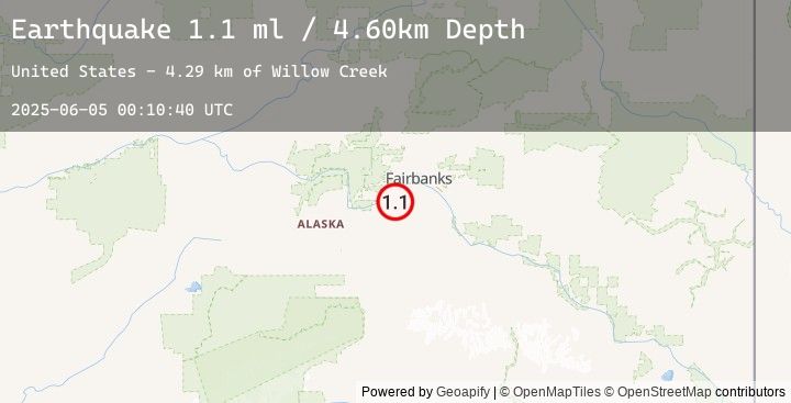 Map of 24 km SSW of Ester, Alaska