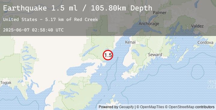 Map of 66 km WNW of Happy Valley, Alaska