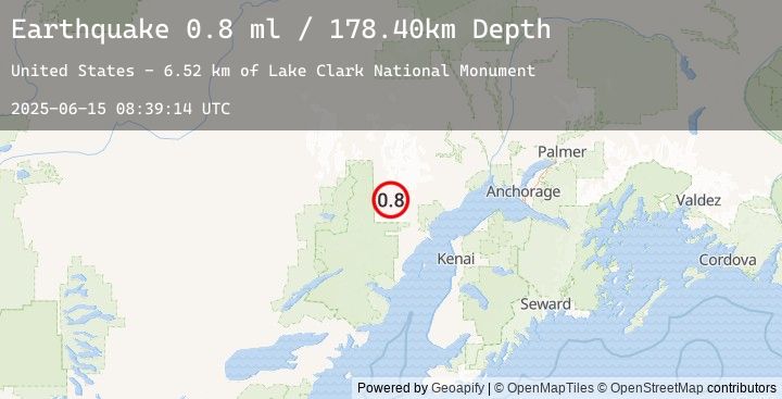 Map of 77 km W of Tyonek, Alaska