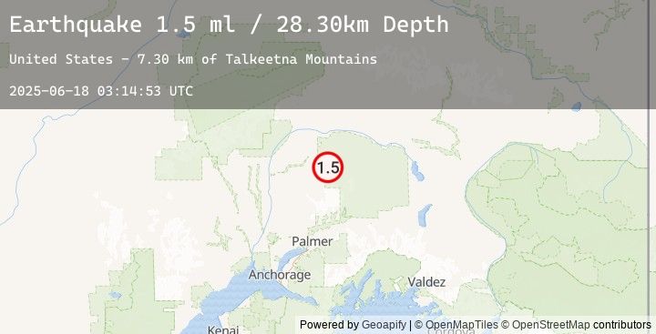 Map of 65 km ENE of Susitna North, Alaska