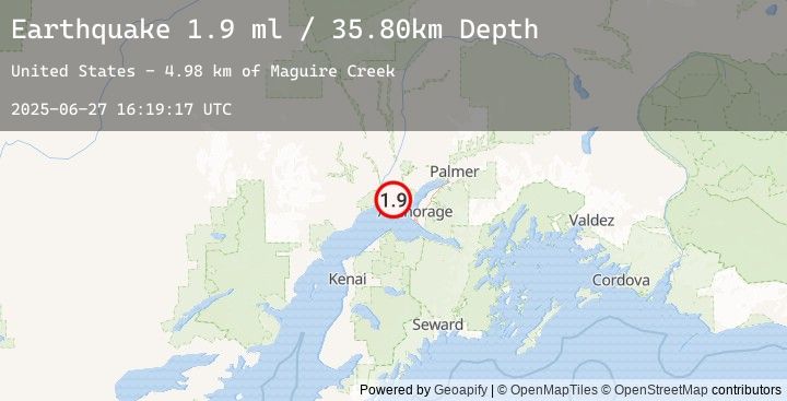 Map of 19 km WSW of Point MacKenzie, Alaska