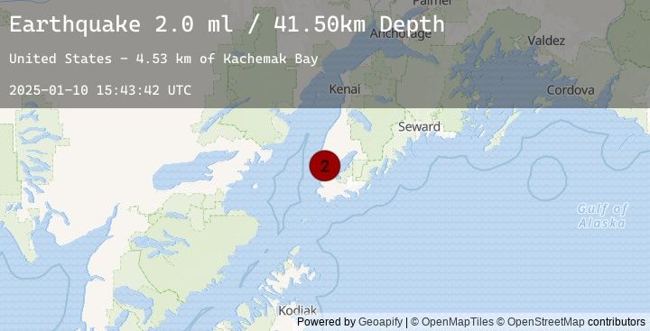 Map of 10 km WSW of Homer, Alaska