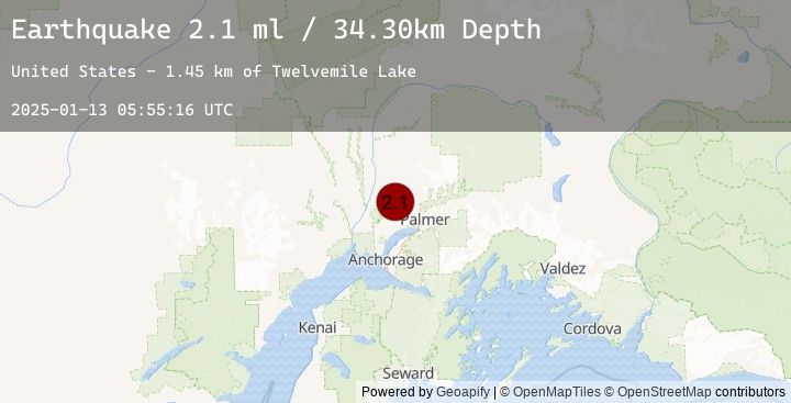Map of 16 km NNE of Houston, Alaska
