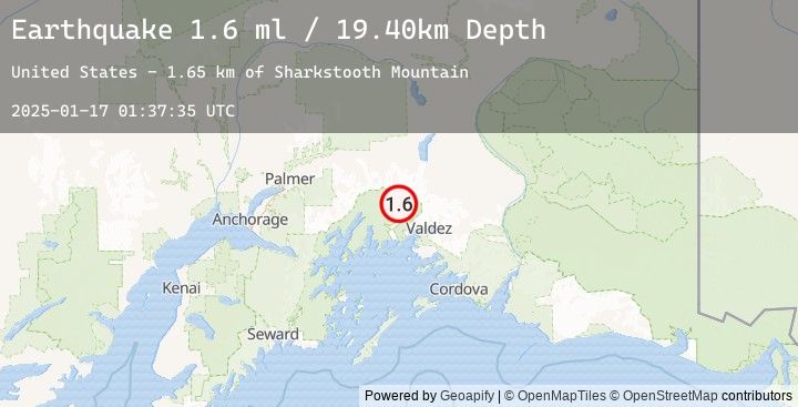 Map of 41 km NW of Valdez, Alaska
