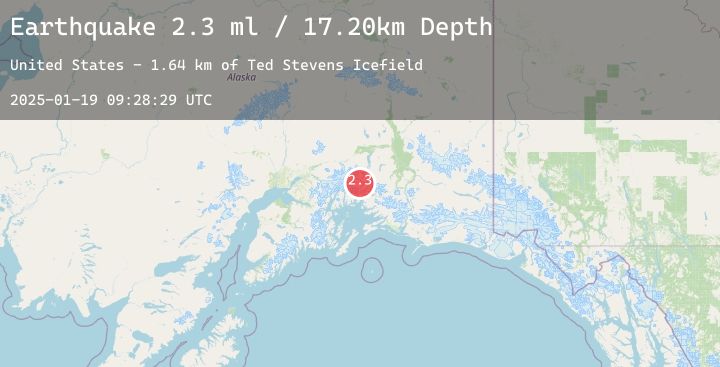 Map of 36 km NW of Valdez, Alaska