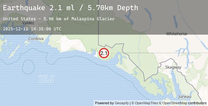 Map of 69 km NW of Yakutat, Alaska
