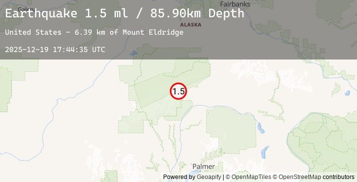 Map of 69 km WSW of Cantwell, Alaska